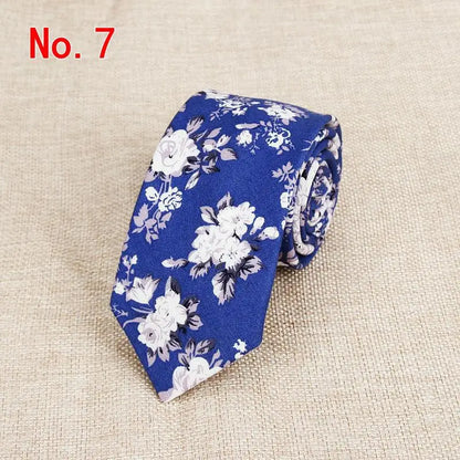 Handmade Floral Tie - Classic Mens Narrow Cotton Necktie for Weddings  Casual Wear - ZOOMNSTORE