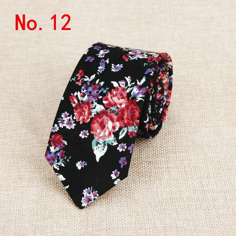 Handmade Floral Tie - Classic Mens Narrow Cotton Necktie for Weddings  Casual Wear - ZOOMNSTORE