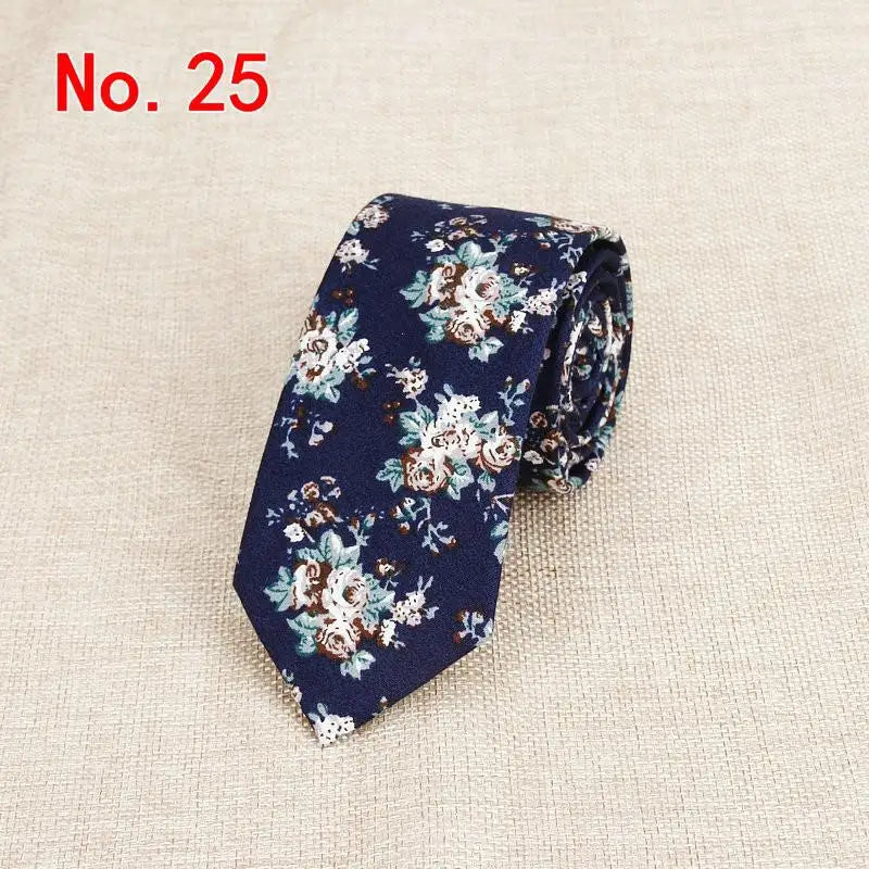 Handmade Floral Tie - Classic Mens Narrow Cotton Necktie for Weddings  Casual Wear - ZOOMNSTORE