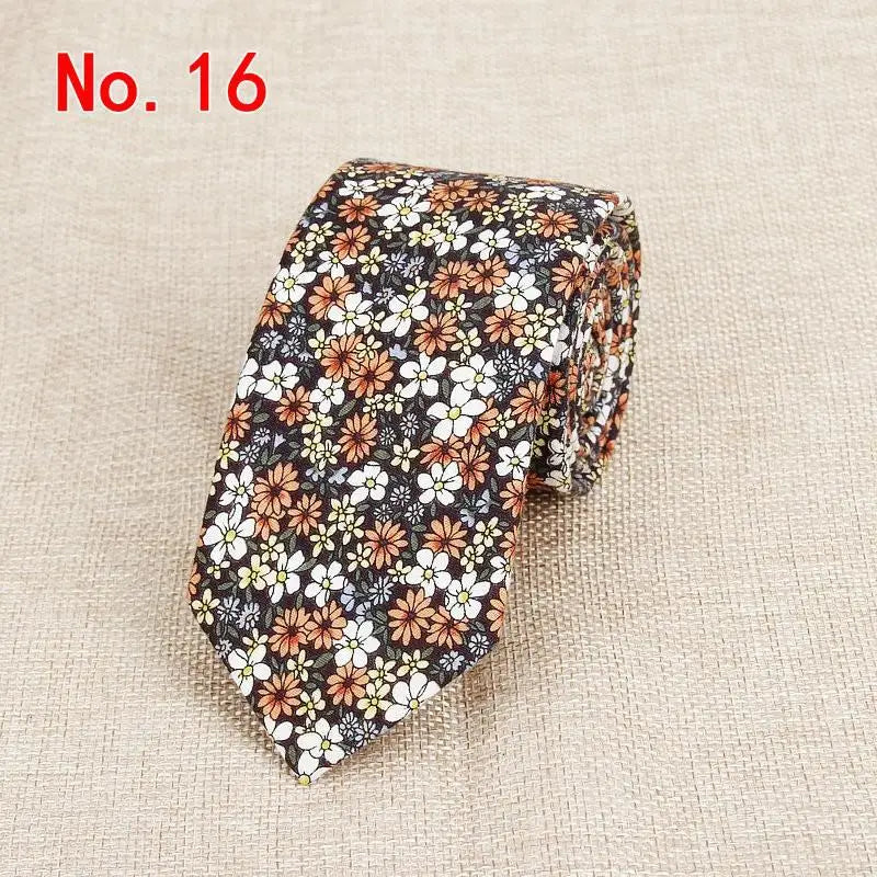 Handmade Floral Tie - Classic Mens Narrow Cotton Necktie for Weddings  Casual Wear - ZOOMNSTORE