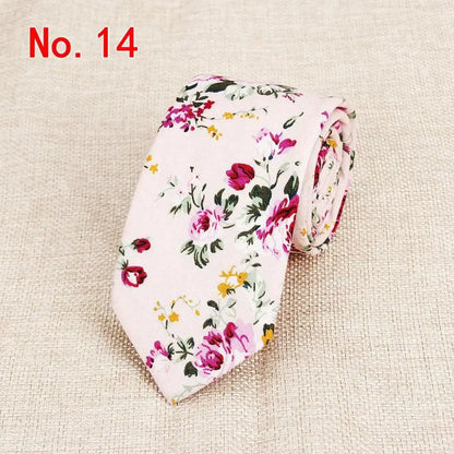 Handmade Floral Tie - Classic Mens Narrow Cotton Necktie for Weddings  Casual Wear - ZOOMNSTORE