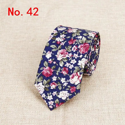Handmade Floral Tie - Classic Mens Narrow Cotton Necktie for Weddings  Casual Wear - ZOOMNSTORE