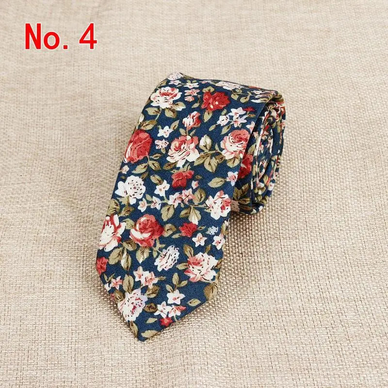 Handmade Floral Tie - Classic Mens Narrow Cotton Necktie for Weddings  Casual Wear - ZOOMNSTORE