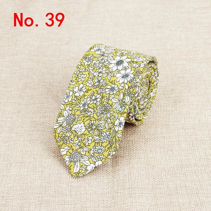 Handmade Floral Tie - Classic Mens Narrow Cotton Necktie for Weddings  Casual Wear - ZOOMNSTORE