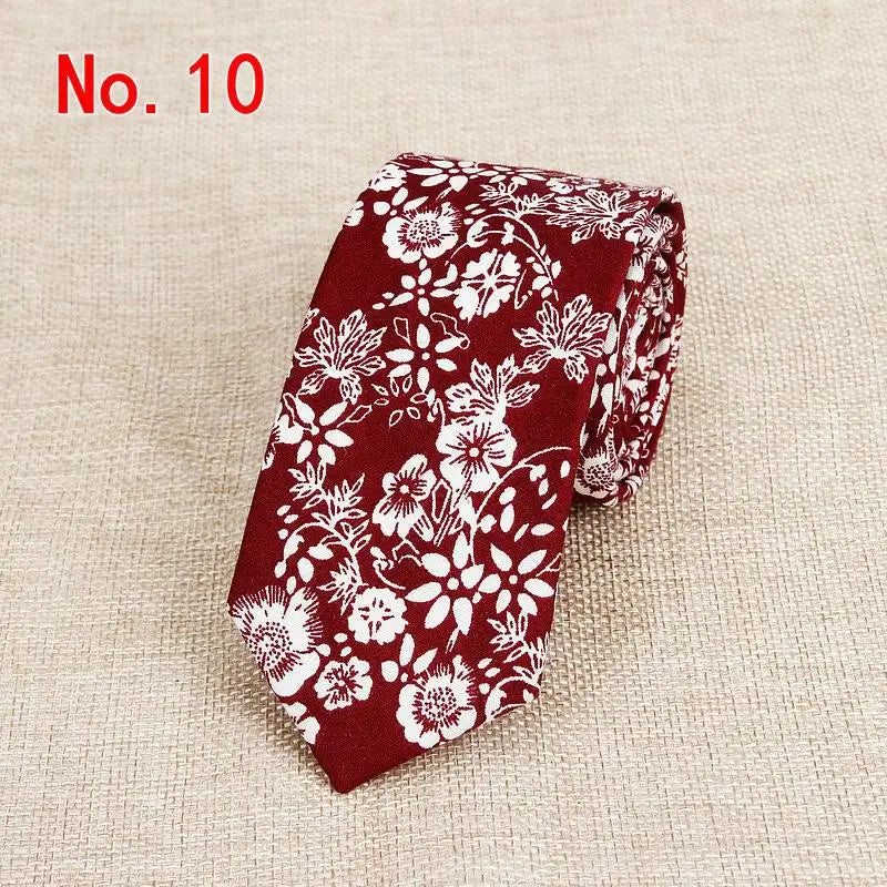 Handmade Floral Tie - Classic Mens Narrow Cotton Necktie for Weddings  Casual Wear - ZOOMNSTORE