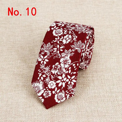 Handmade Floral Tie - Classic Mens Narrow Cotton Necktie for Weddings  Casual Wear - ZOOMNSTORE
