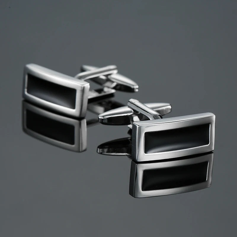 Luxury Mens Cufflinks - Classic Square Blue  Black Retro Pattern Suit Accessories - ZOOMNSTORE