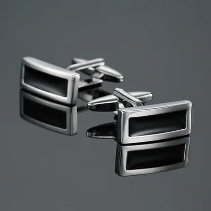 Luxury Mens Cufflinks - Classic Square Blue  Black Retro Pattern Suit Accessories - ZOOMNSTORE