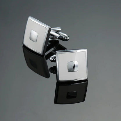 Luxury Mens Cufflinks - Classic Square Blue  Black Retro Pattern Suit Accessories - ZOOMNSTORE