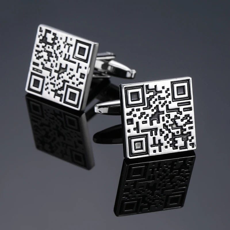 Luxury Mens Cufflinks - Classic Square Blue  Black Retro Pattern Suit Accessories - ZOOMNSTORE