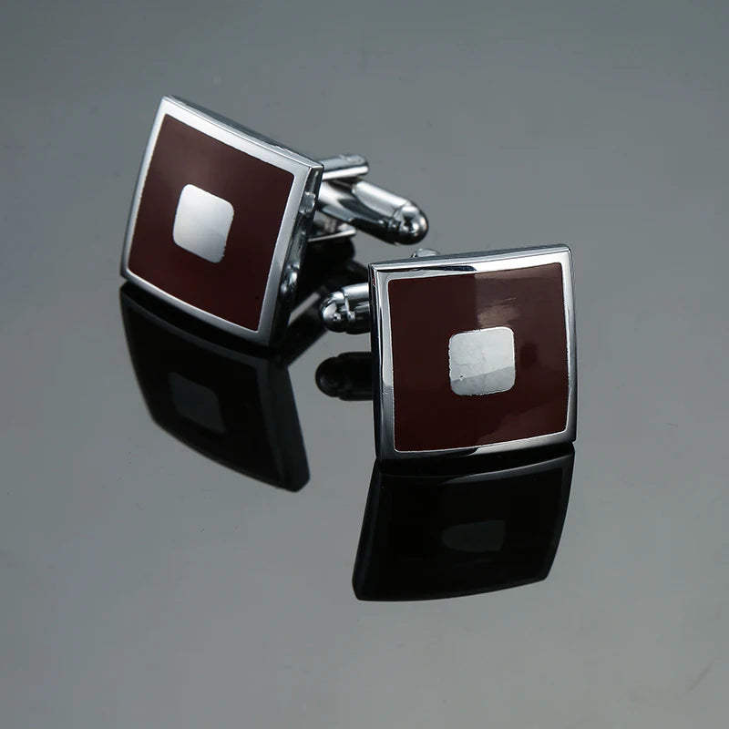 Luxury Mens Cufflinks - Classic Square Blue  Black Retro Pattern Suit Accessories - ZOOMNSTORE