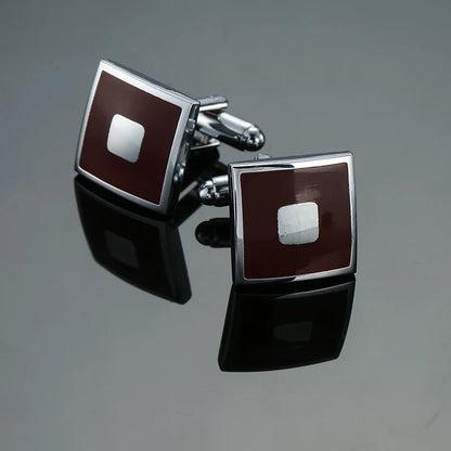 Luxury Mens Cufflinks - Classic Square Blue  Black Retro Pattern Suit Accessories - ZOOMNSTORE