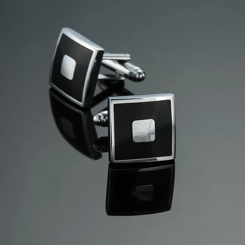 Luxury Mens Cufflinks - Classic Square Blue  Black Retro Pattern Suit Accessories - ZOOMNSTORE