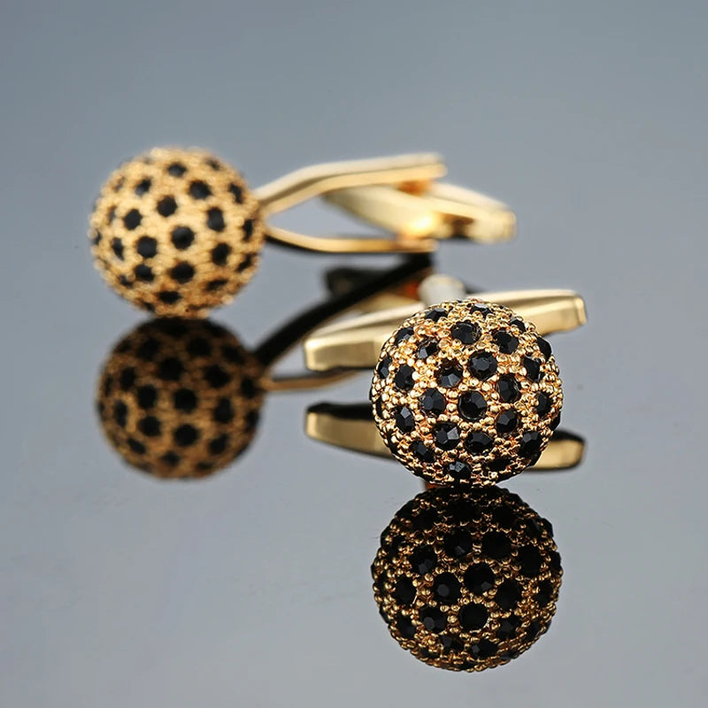 Luxury Mens Cufflinks - Round Crystal Zircon Cats Eye Stone Suit Accessories - ZOOMNSTORE