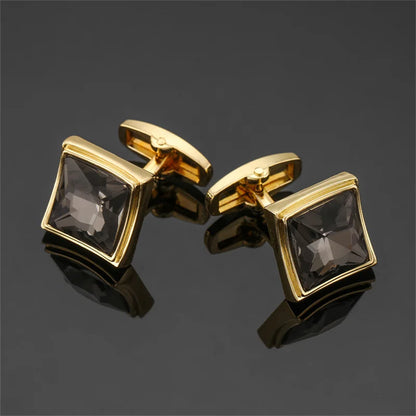 Luxury Mens Cufflinks - Round Crystal Zircon Cats Eye Stone Suit Accessories - ZOOMNSTORE