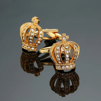 Luxury Mens Cufflinks - Round Crystal Zircon Cats Eye Stone Suit Accessories - ZOOMNSTORE