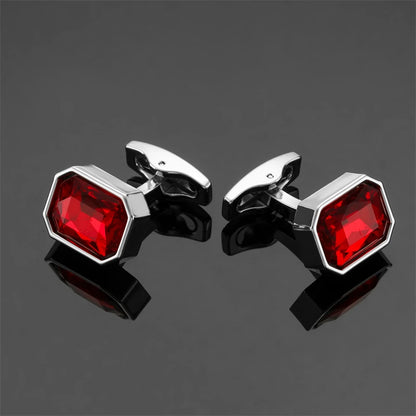Luxury Mens Cufflinks - Round Crystal Zircon Cats Eye Stone Suit Accessories - ZOOMNSTORE