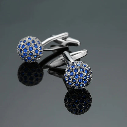 Luxury Mens Cufflinks - Round Crystal Zircon Cats Eye Stone Suit Accessories - ZOOMNSTORE