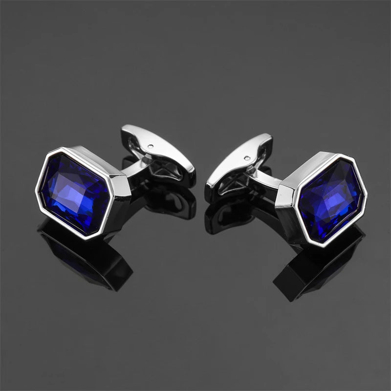Luxury Mens Cufflinks - Round Crystal Zircon Cats Eye Stone Suit Accessories - ZOOMNSTORE
