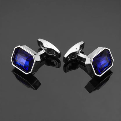 Luxury Mens Cufflinks - Round Crystal Zircon Cats Eye Stone Suit Accessories - ZOOMNSTORE