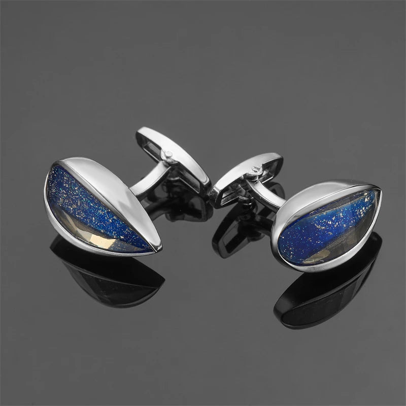 Luxury Mens Cufflinks - Round Crystal Zircon Cats Eye Stone Suit Accessories - ZOOMNSTORE