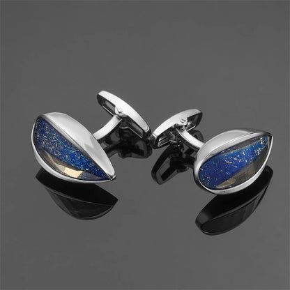 Luxury Mens Cufflinks - Round Crystal Zircon Cats Eye Stone Suit Accessories - ZOOMNSTORE