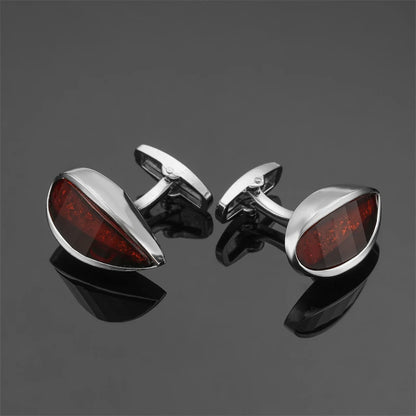 Luxury Mens Cufflinks - Round Crystal Zircon Cats Eye Stone Suit Accessories - ZOOMNSTORE