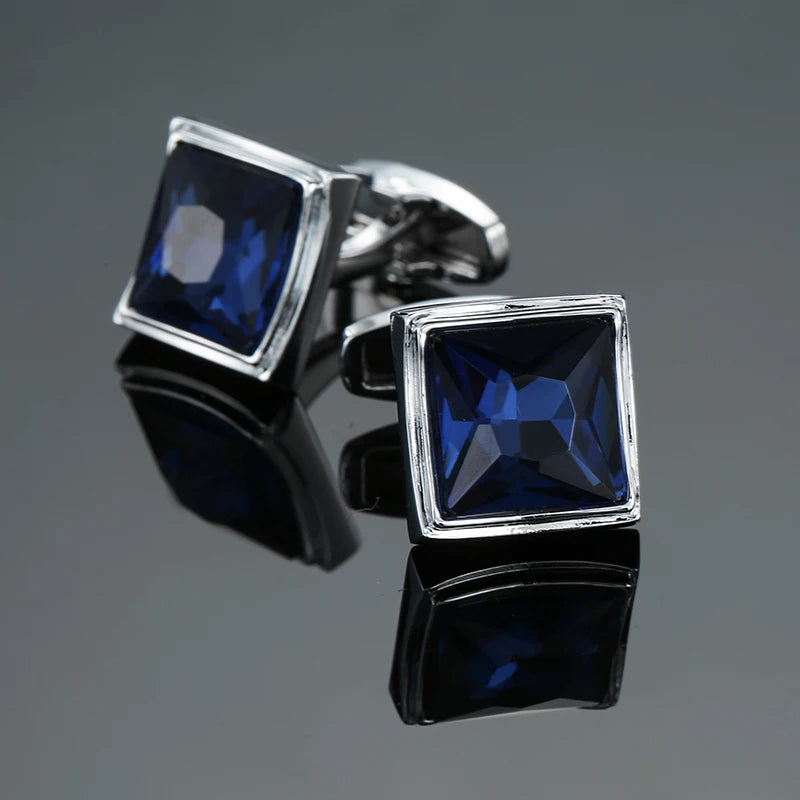 Luxury Mens Cufflinks - Round Crystal Zircon Cats Eye Stone Suit Accessories - ZOOMNSTORE