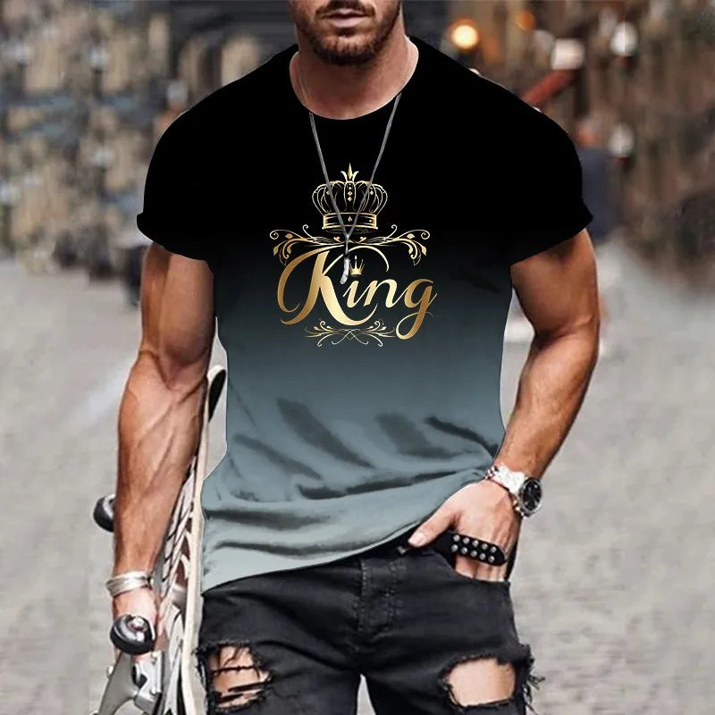 3D Gradient Mens T-Shirt - Casual Oversized Harajuku Short Sleeve Top - ZOOMNSTORE