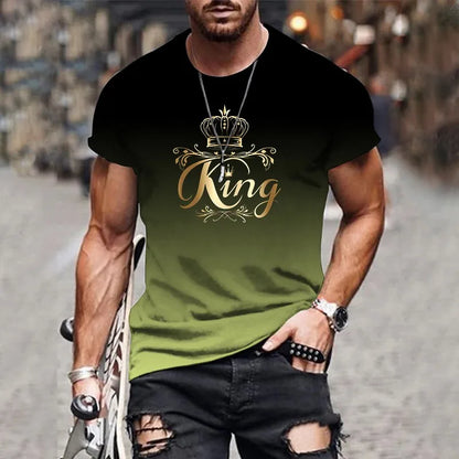 3D Gradient Mens T-Shirt - Casual Oversized Harajuku Short Sleeve Top - ZOOMNSTORE