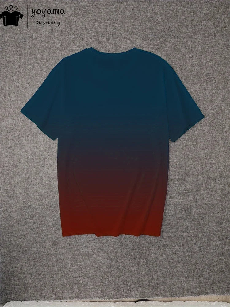 Mens 3D Graphic T-Shirt - Summer Gradient Print Round Neck Fashion Top - ZOOMNSTORE