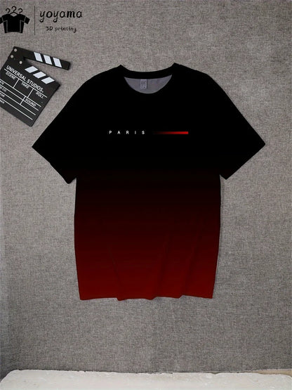 Mens 3D Graphic T-Shirt - Summer Gradient Print Round Neck Fashion Top - ZOOMNSTORE