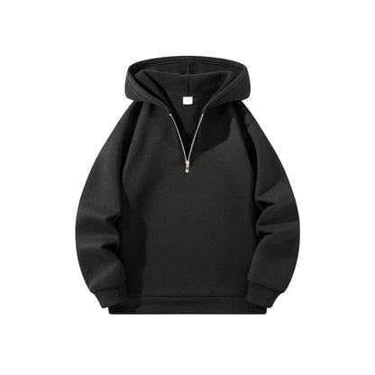 Men's Half Zipper Hoodie - Casual Long Sleeve Pullover Sweatshirt | Solid Color - ZOOMNSTORE