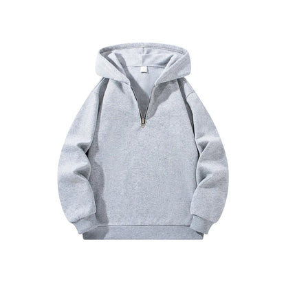 Men's Half Zipper Hoodie - Casual Long Sleeve Pullover Sweatshirt | Solid Color - ZOOMNSTORE