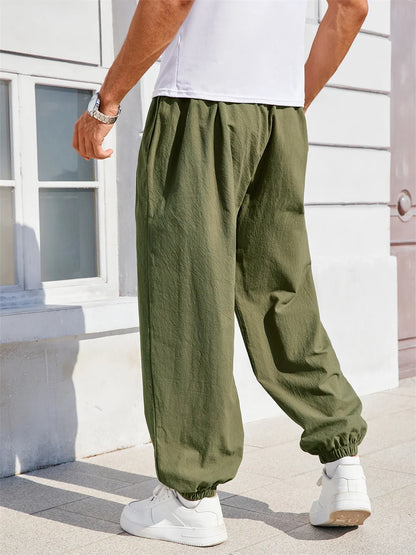 Men's Harem Pants - Loose Fit Cotton Linen Pants | Casual Jogger Sweatpants - ZOOMNSTORE