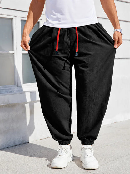 Men's Harem Pants - Loose Fit Cotton Linen Pants | Casual Jogger Sweatpants - ZOOMNSTORE