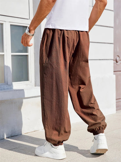 Men's Harem Pants - Loose Fit Cotton Linen Pants | Casual Jogger Sweatpants - ZOOMNSTORE