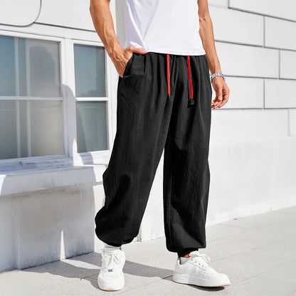 Men's Harem Pants - Loose Fit Cotton Linen Pants | Casual Jogger Sweatpants - ZOOMNSTORE