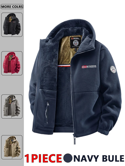 Men's Hooded Jacket – Outdoor Jacket With Silk Cotton Filling, Polyester Lined Full Zipper Coat - ZOOMNSTORE