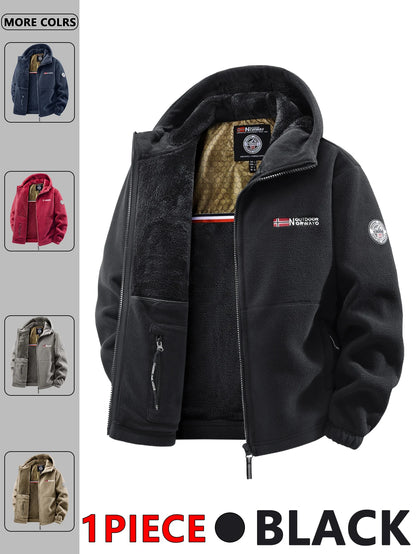 Men's Hooded Jacket – Outdoor Jacket With Silk Cotton Filling, Polyester Lined Full Zipper Coat - ZOOMNSTORE