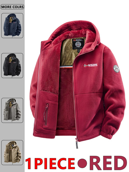Men's Hooded Jacket – Outdoor Jacket With Silk Cotton Filling, Polyester Lined Full Zipper Coat - ZOOMNSTORE