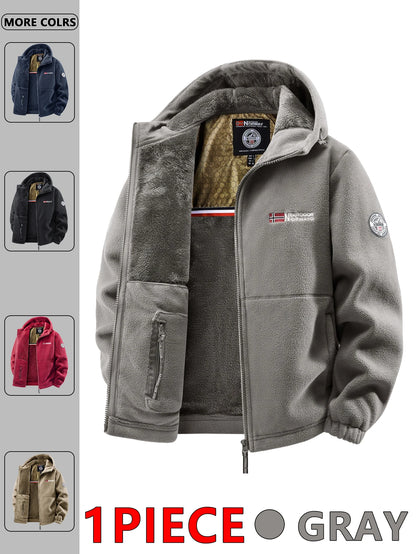 Men's Hooded Jacket – Outdoor Jacket With Silk Cotton Filling, Polyester Lined Full Zipper Coat - ZOOMNSTORE