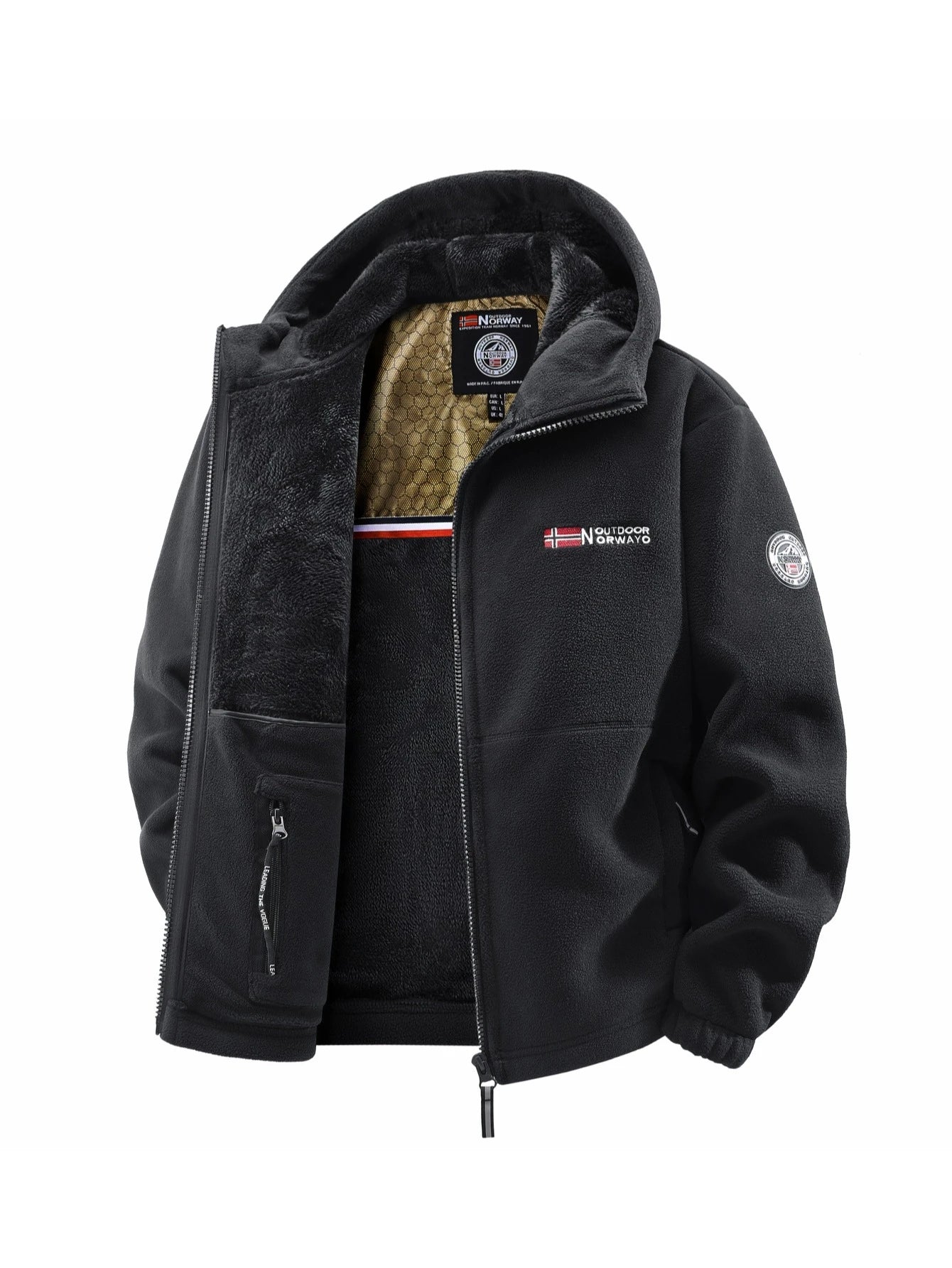 Men's Hooded Jacket – Outdoor Jacket With Silk Cotton Filling, Polyester Lined Full Zipper Coat - ZOOMNSTORE