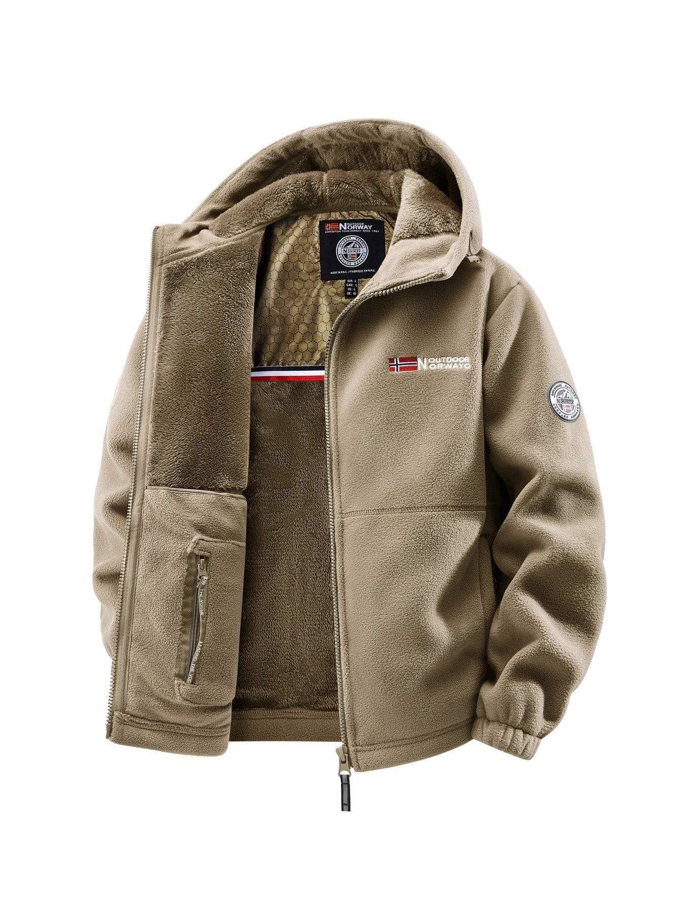 Men's Hooded Jacket – Outdoor Jacket With Silk Cotton Filling, Polyester Lined Full Zipper Coat - ZOOMNSTORE
