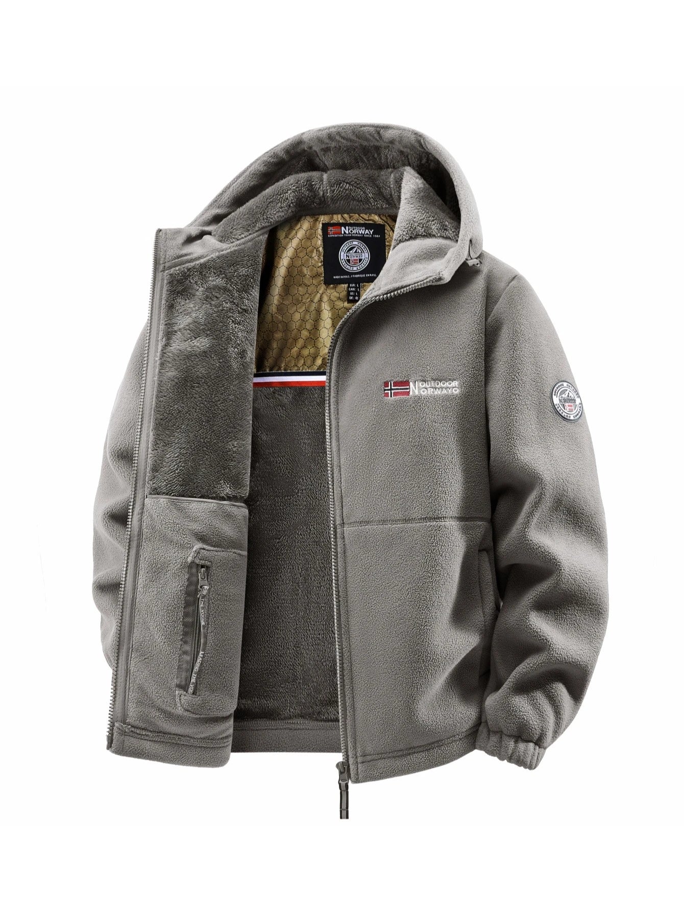 Men's Hooded Jacket – Outdoor Jacket With Silk Cotton Filling, Polyester Lined Full Zipper Coat - ZOOMNSTORE