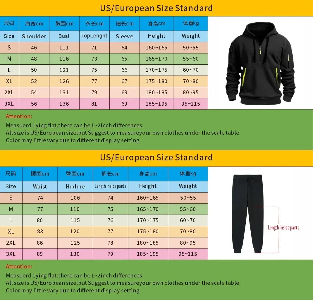 Men's Hooded Sweatshirt Set - Comfortable Casual Style Two-Piece Men’s Outfit in Polyester Knit - ZOOMNSTORE