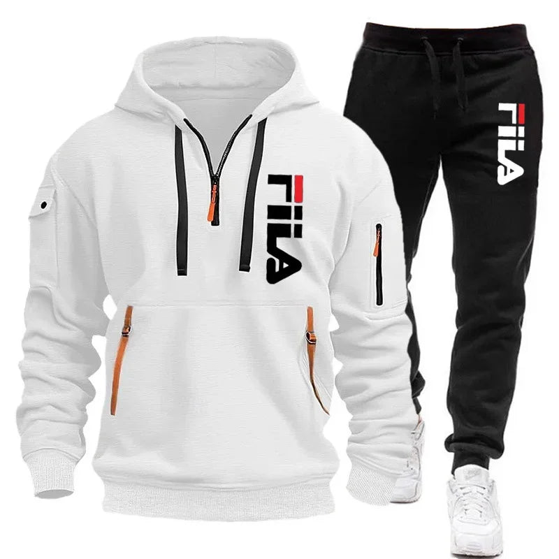 Men's Hooded Sweatshirt Set - Comfortable Casual Style Two-Piece Men’s Outfit in Polyester Knit - ZOOMNSTORE