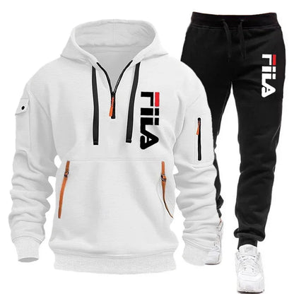 Men's Hooded Sweatshirt Set - Comfortable Casual Style Two-Piece Men’s Outfit in Polyester Knit - ZOOMNSTORE