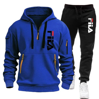 Men's Hooded Sweatshirt Set - Comfortable Casual Style Two-Piece Men’s Outfit in Polyester Knit - ZOOMNSTORE