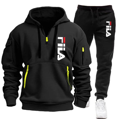 Men's Hooded Sweatshirt Set - Comfortable Casual Style Two-Piece Men’s Outfit in Polyester Knit - ZOOMNSTORE